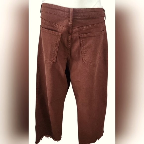 JUSTUSA~Maroon Wide Leg Denim Jeans~Raw Hem~size 10 - Picture 2 of 11